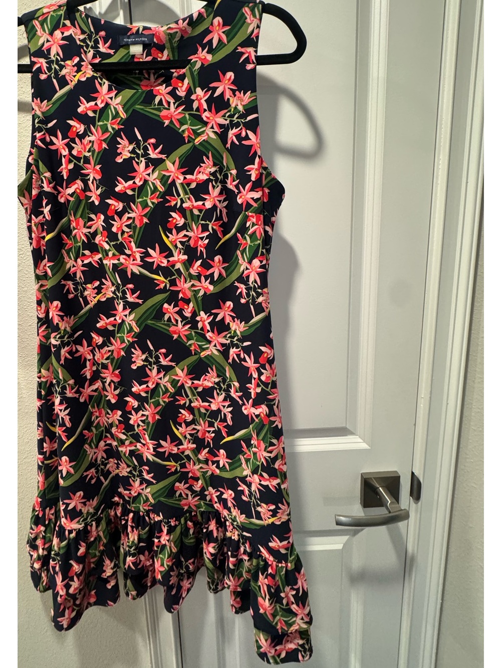 Tommy Hilfiger Black Mini Dress with Pink Floral Print